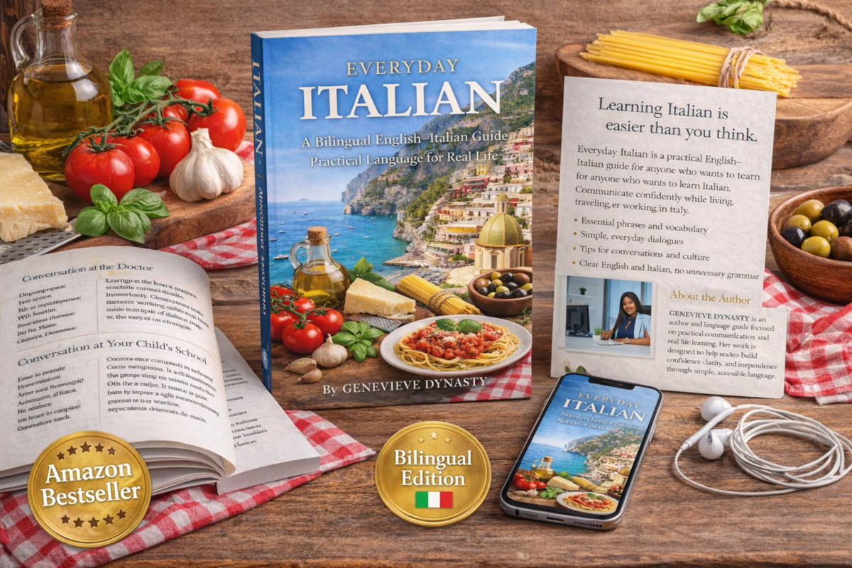 Mockup of Everyday Italian bilingual guide